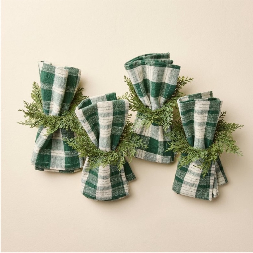 Set of 4 Faux Cypress Sprig Christmas Napkin Rings - Hearth & Hand Magnolia